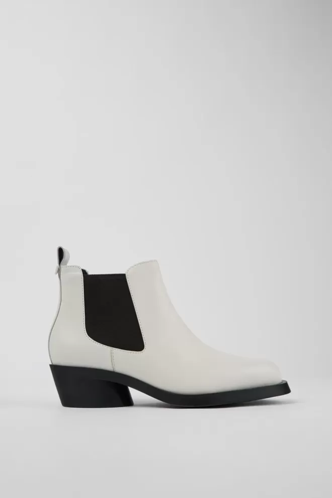 Botines<Camper Bota Chelsea De Piel Blanca Para Mujer