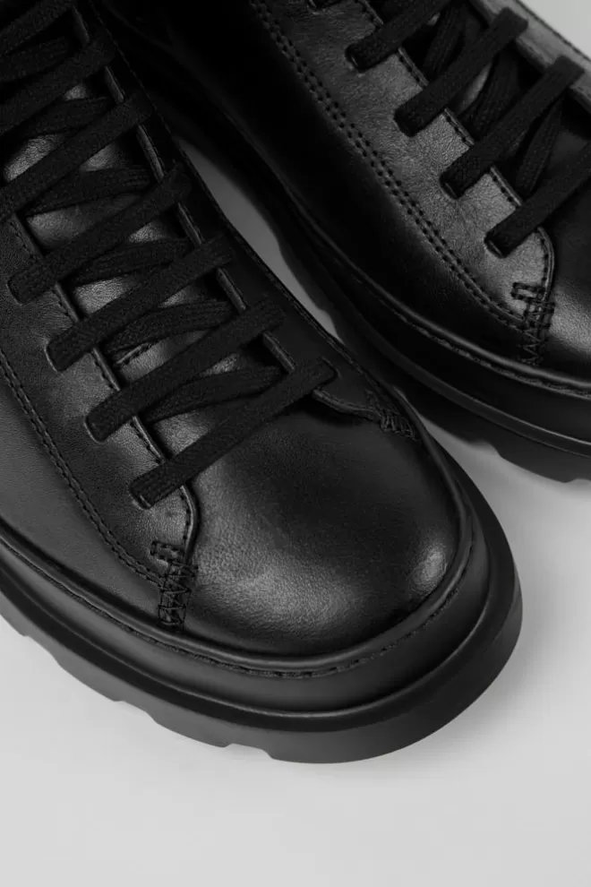 Zapatos Planos<Camper Bota De Media Cana Negra Con Cordones Para Mujer