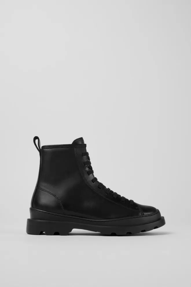 Zapatos Planos<Camper Bota De Media Cana Negra Con Cordones Para Mujer
