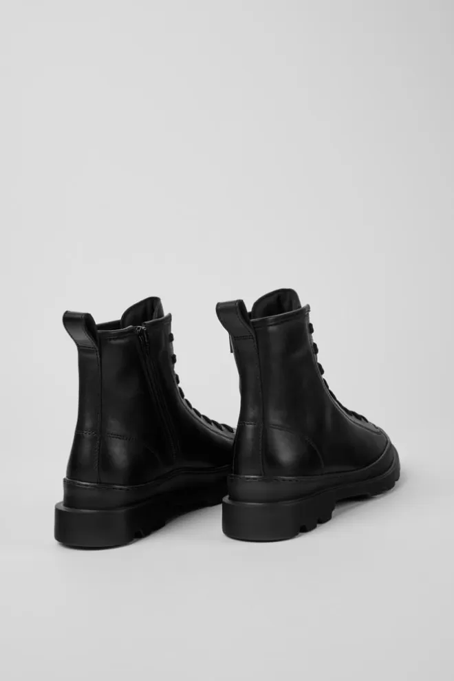 Zapatos Planos<Camper Bota De Media Cana Negra Con Cordones Para Mujer