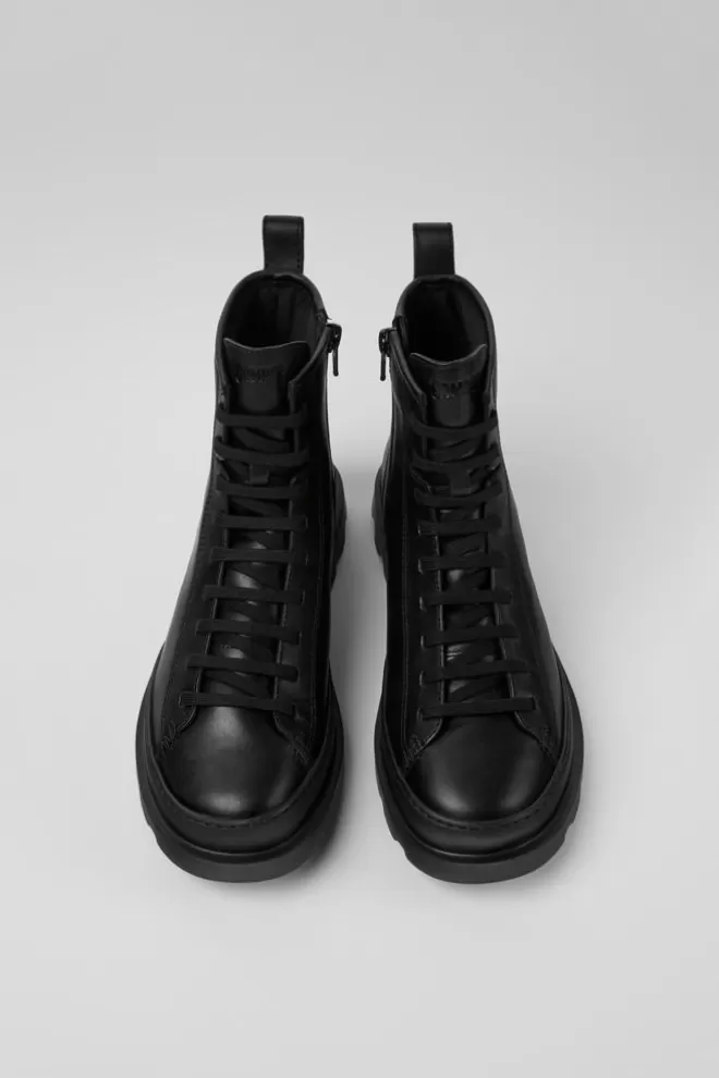 Zapatos Planos<Camper Bota De Media Cana Negra Con Cordones Para Mujer