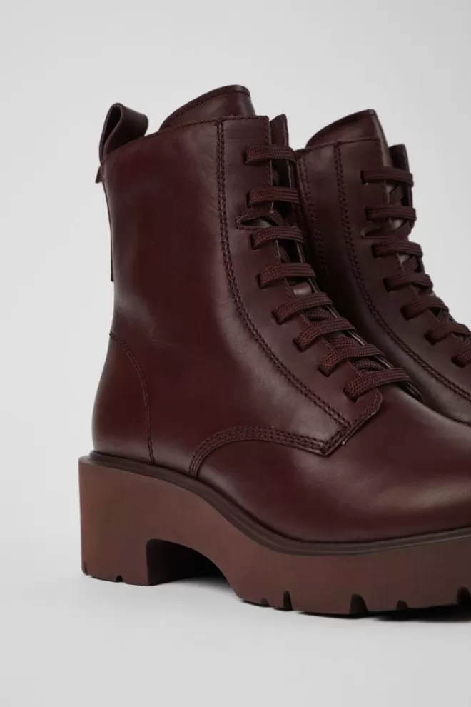 Zapatos De Tacon<Camper Botas Burdeos Con Cordones Para Mujer