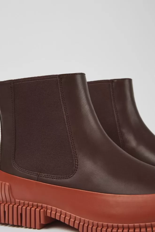 Zapatos De Vestir<Camper Botas Chelsea Rojas Y Marrones De Piel Para Hombre