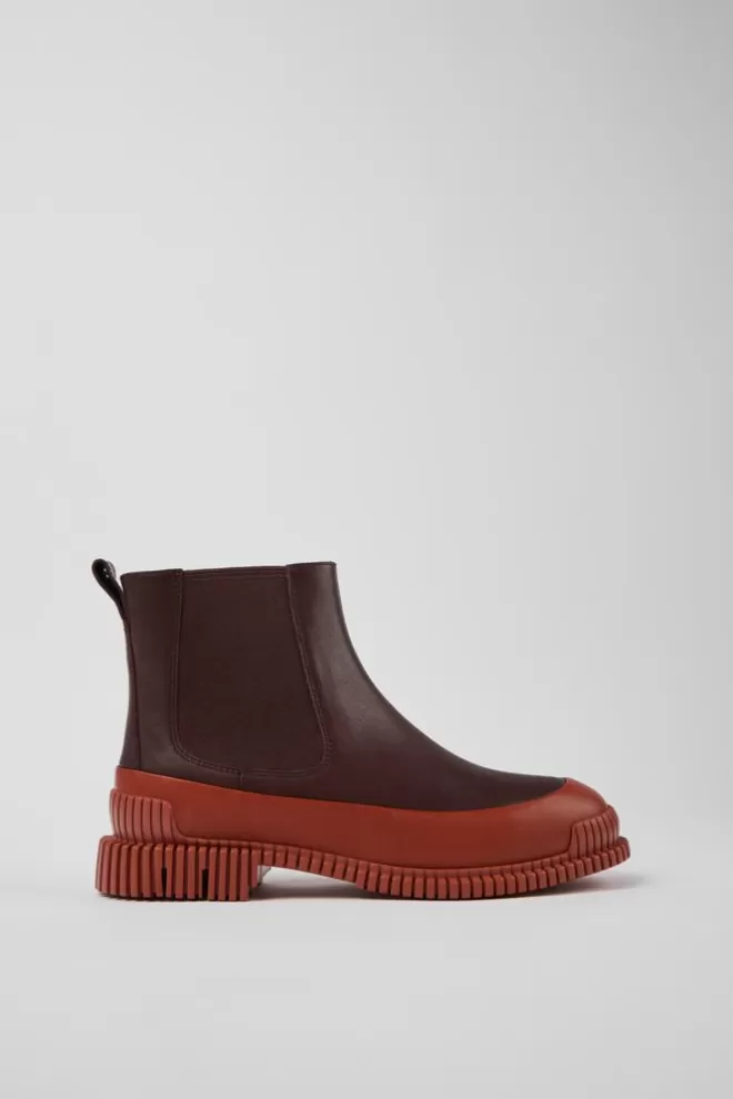 Zapatos De Vestir<Camper Botas Chelsea Rojas Y Marrones De Piel Para Mujer