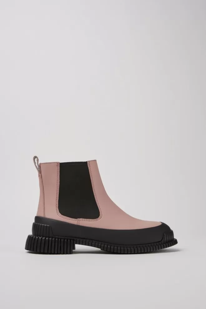 Zapatos Planos<Camper Botas Chelsea Rosas Y Negras De Piel Para Mujer