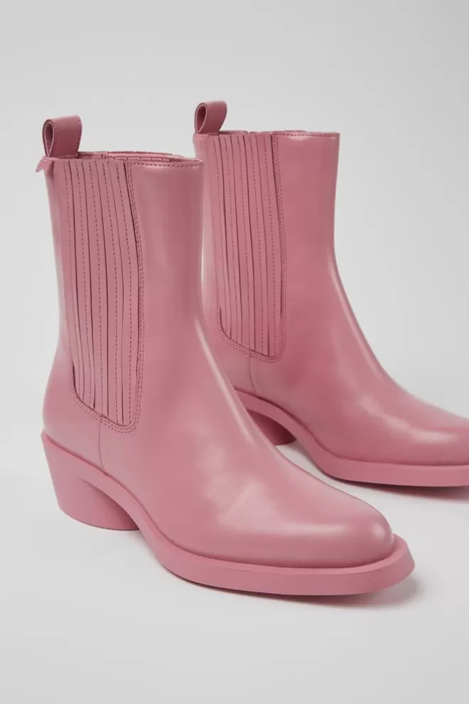 Zapatos De Tacon<Camper Botas Rosas De Piel Para Mujer