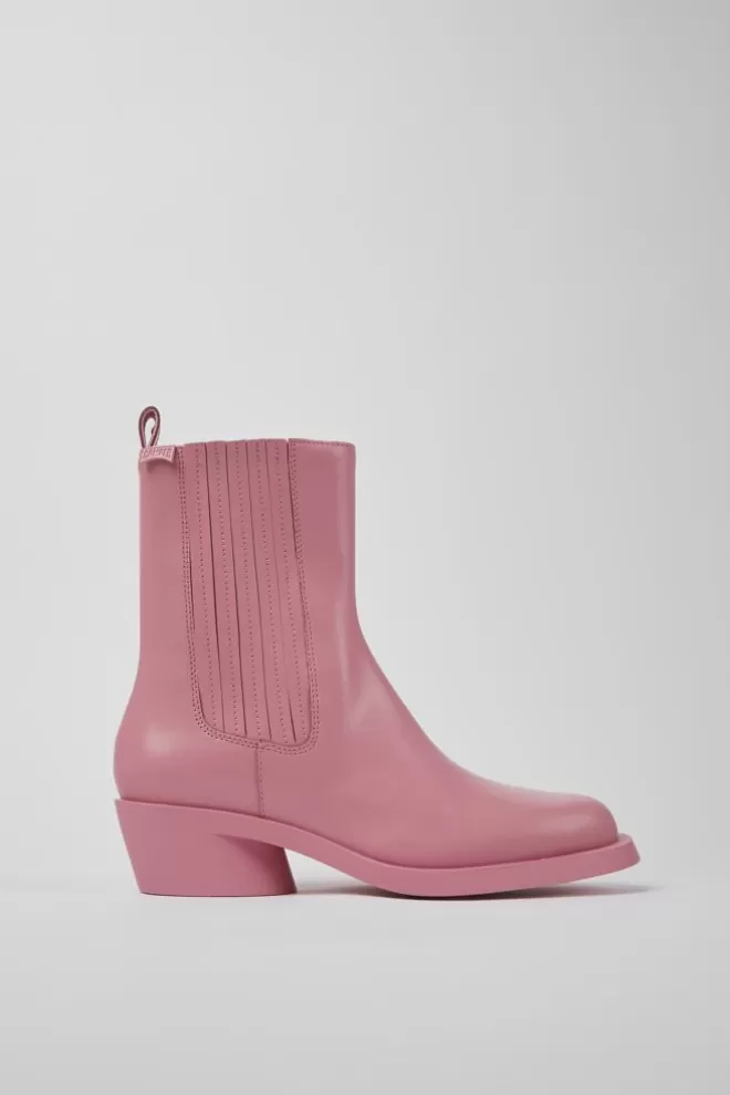 Zapatos De Tacon<Camper Botas Rosas De Piel Para Mujer