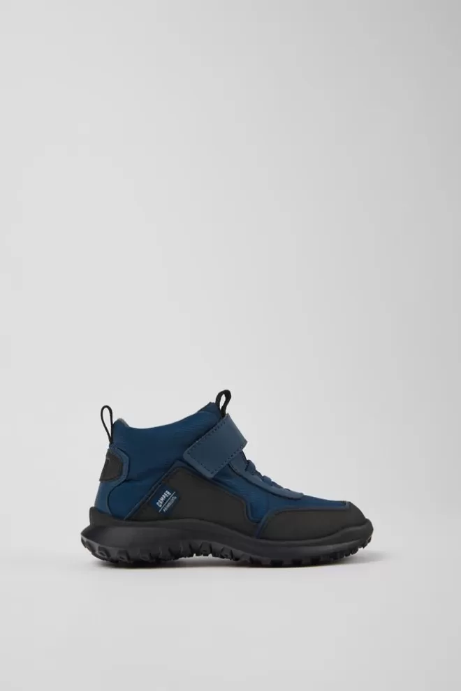 Zapatillas<Camper Botines Azul Oscuro De Tejido Y Piel Para Ninos