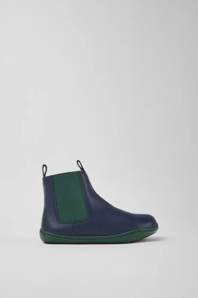 Botas<Camper Botines Azules De Piel Para Ninos