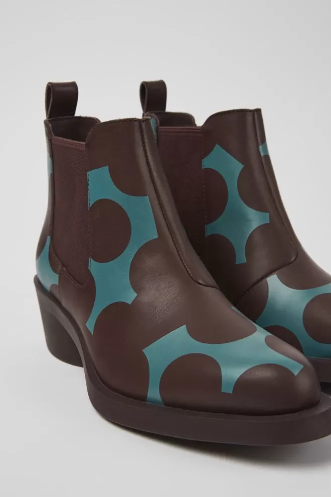 Zapatos De Tacon<Camper Botines Burdeos Y Azules De Piel Para Mujer