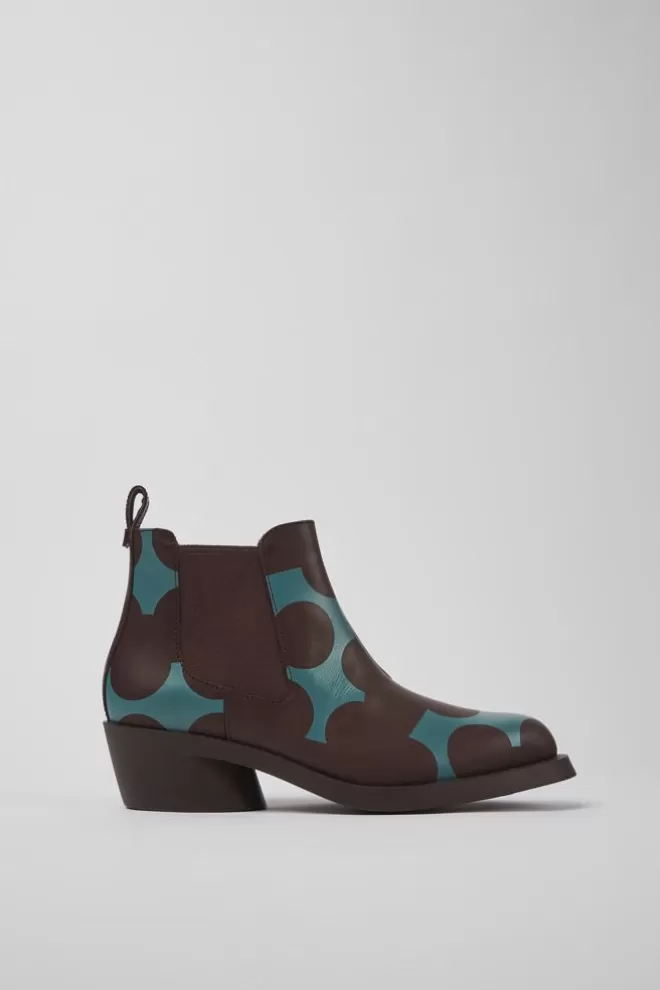 Zapatos De Tacon<Camper Botines Burdeos Y Azules De Piel Para Mujer