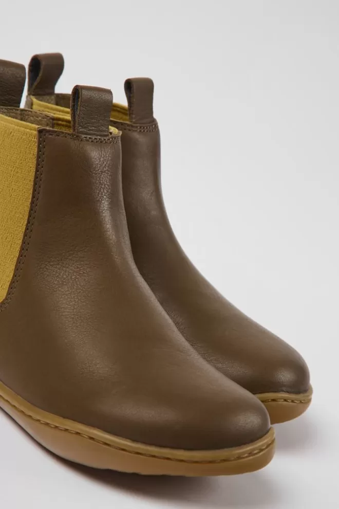 Botas<Camper Botines Marrones De Piel Para Ninos