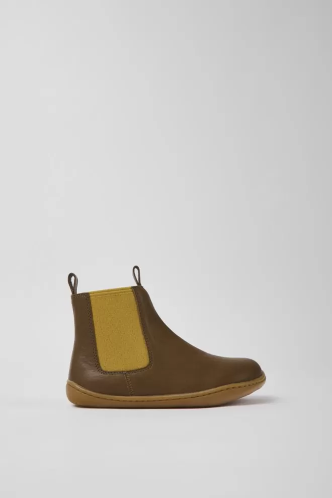 Botas<Camper Botines Marrones De Piel Para Ninos