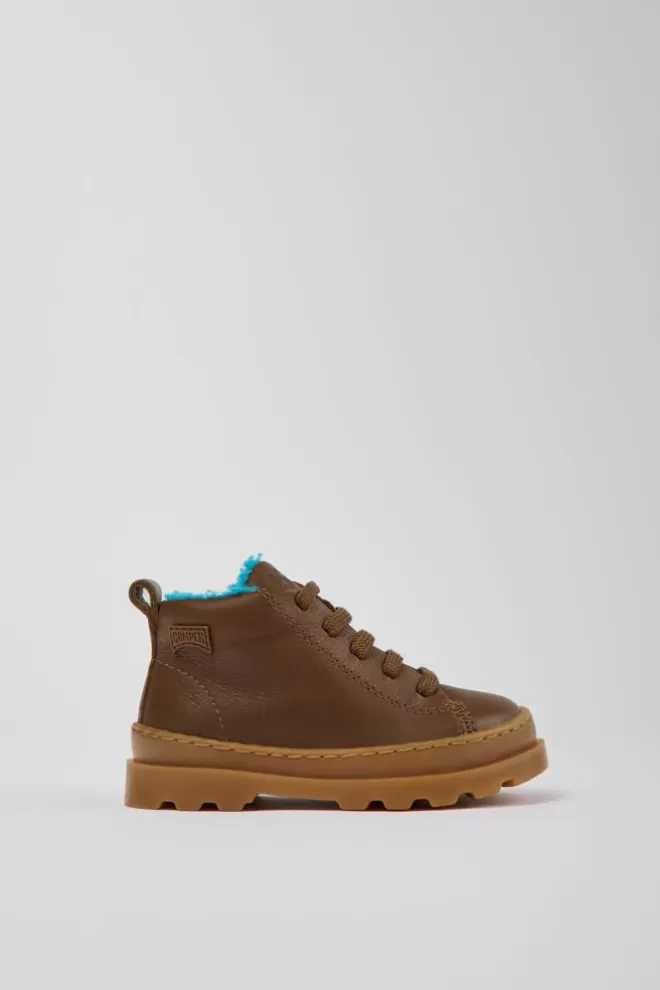 Botas<Camper Botines Marrones De Piel Para Ninos