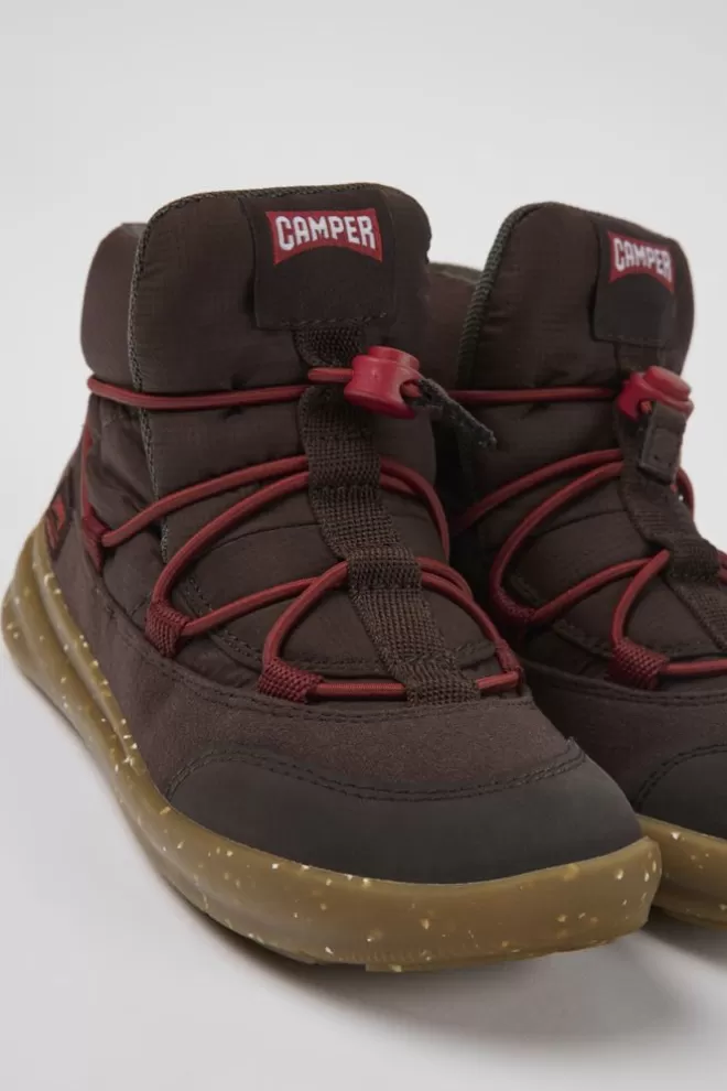 Zapatillas<Camper Botines Marrones De Tejido Para Ninos