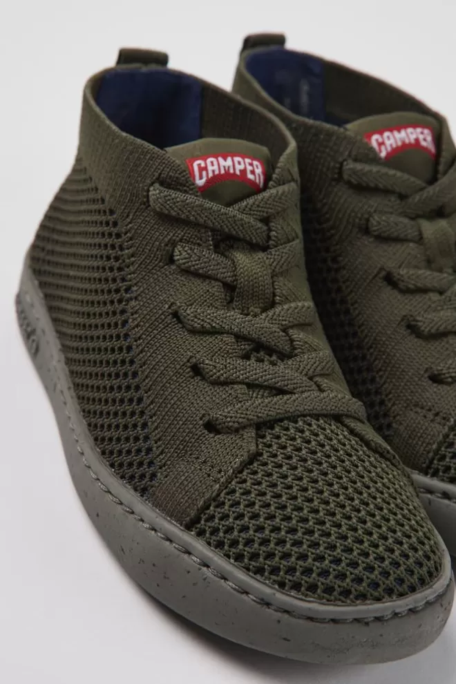 Zapatillas<Camper Botines Verdes De Tejido Para Ninos