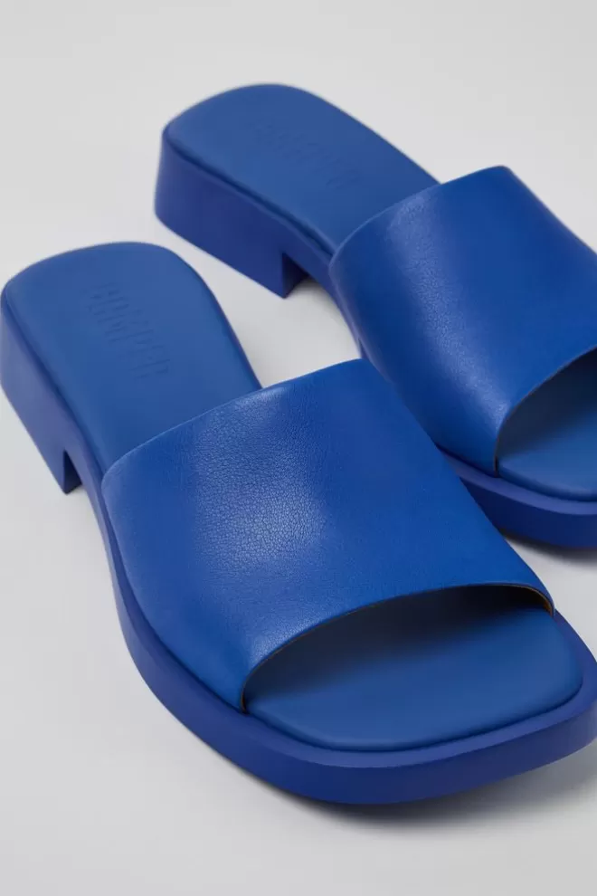 Sandalias<Camper Chancla De Piel Azul Para Mujer