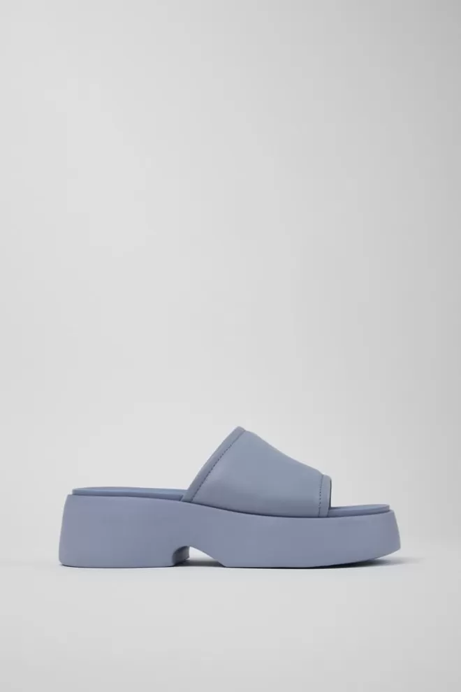 Sandalias<Camper Chancla De Piel Azul Para Mujer