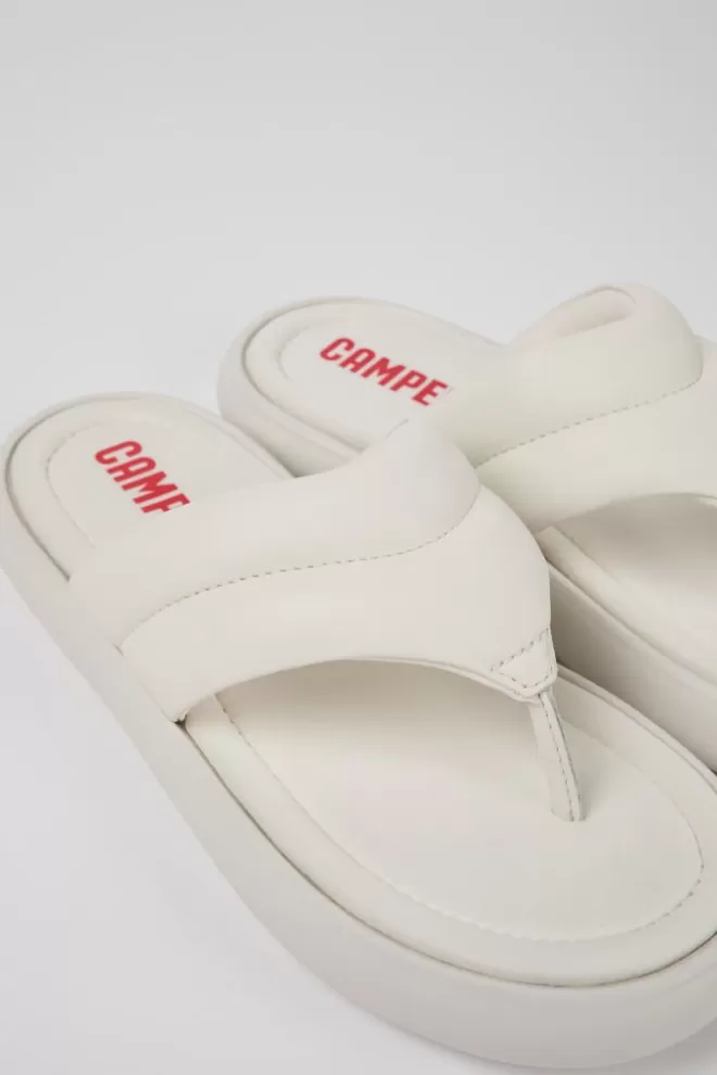 Sandalias<Camper Chancla De Piel Blanca Para Mujer