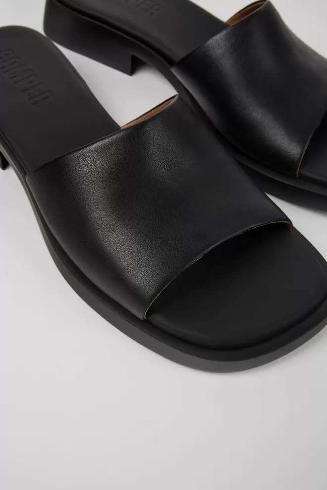 Sandalias<Camper Chancla De Piel Negra Para Mujer