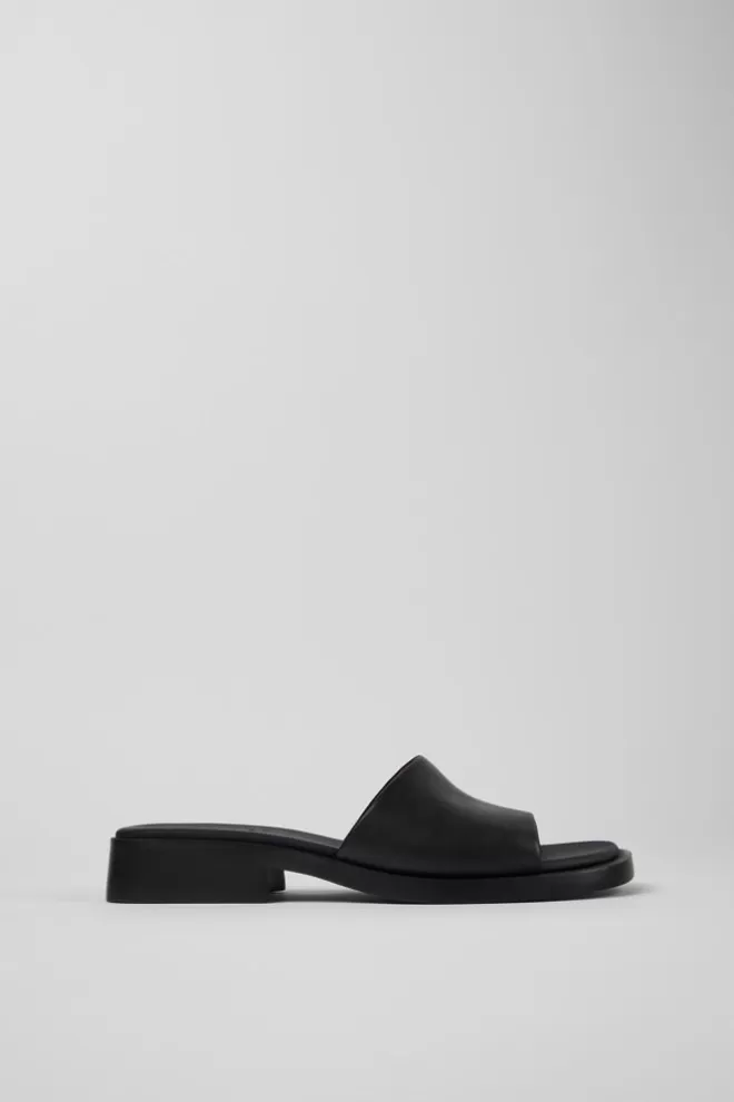 Sandalias<Camper Chancla De Piel Negra Para Mujer