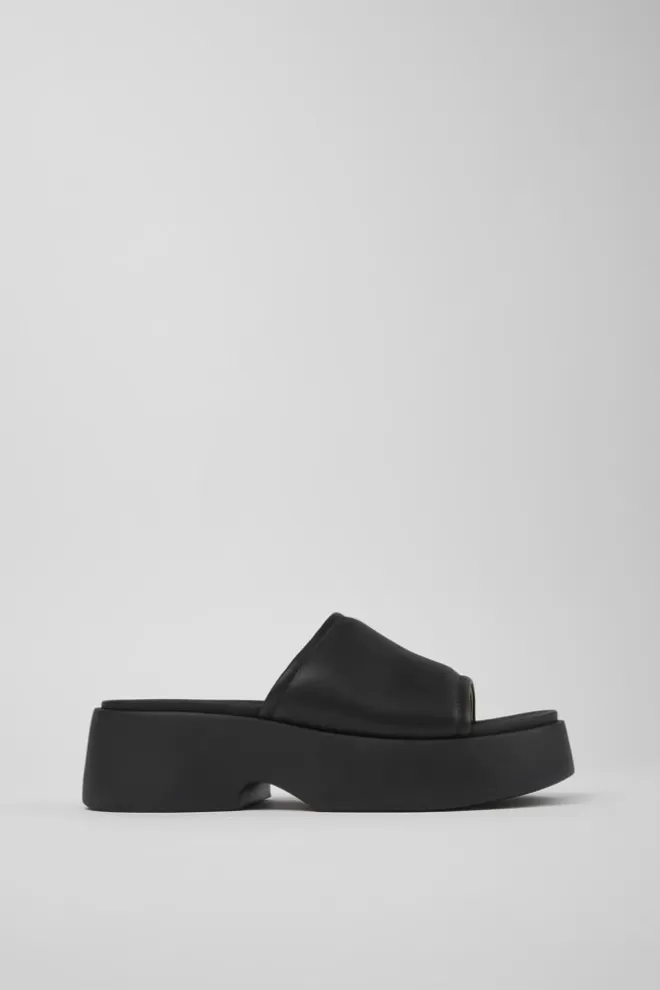 Sandalias<Camper Chancla De Piel Negra Para Mujer