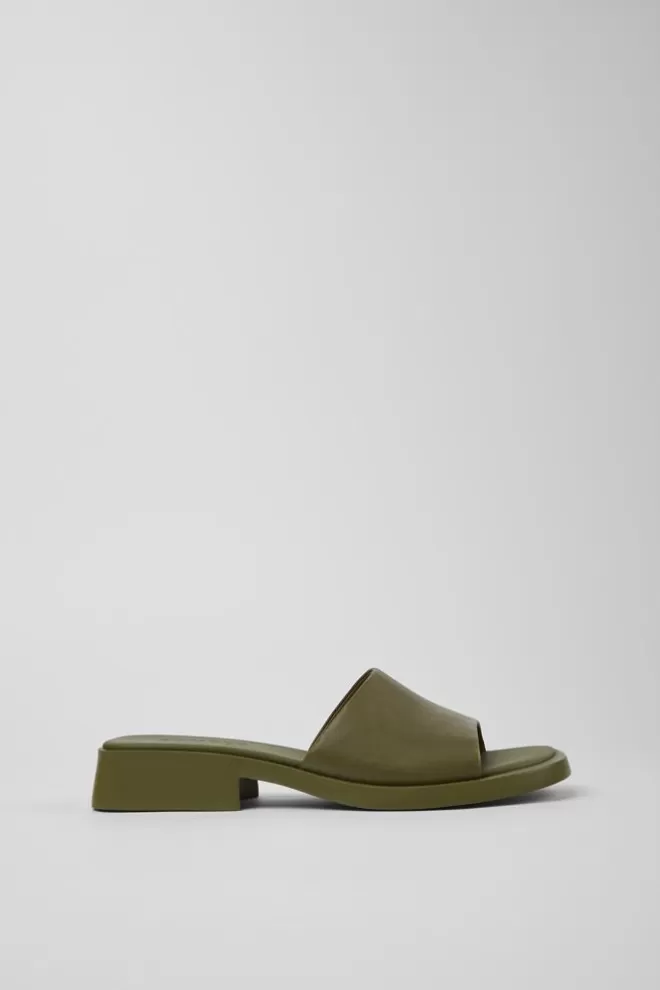 Sandalias<Camper Chancla De Piel Verde Para Mujer