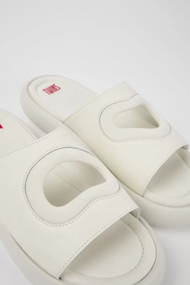 Sandalias<Camper Chancla De Piel/Tejido Blanca Para Hombre