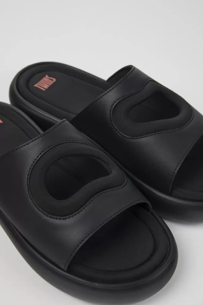 Sandalias<Camper Chancla De Piel/Tejido Negra Para Hombre