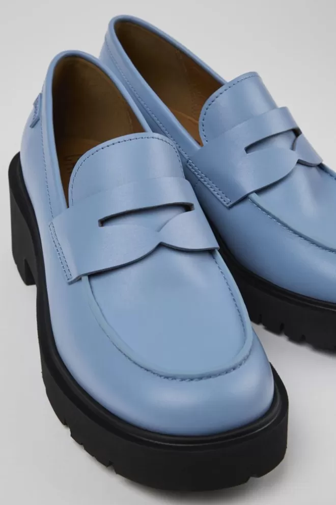 Zapatos De Vestir<Camper Mocasin De Piel Azul Para Mujer