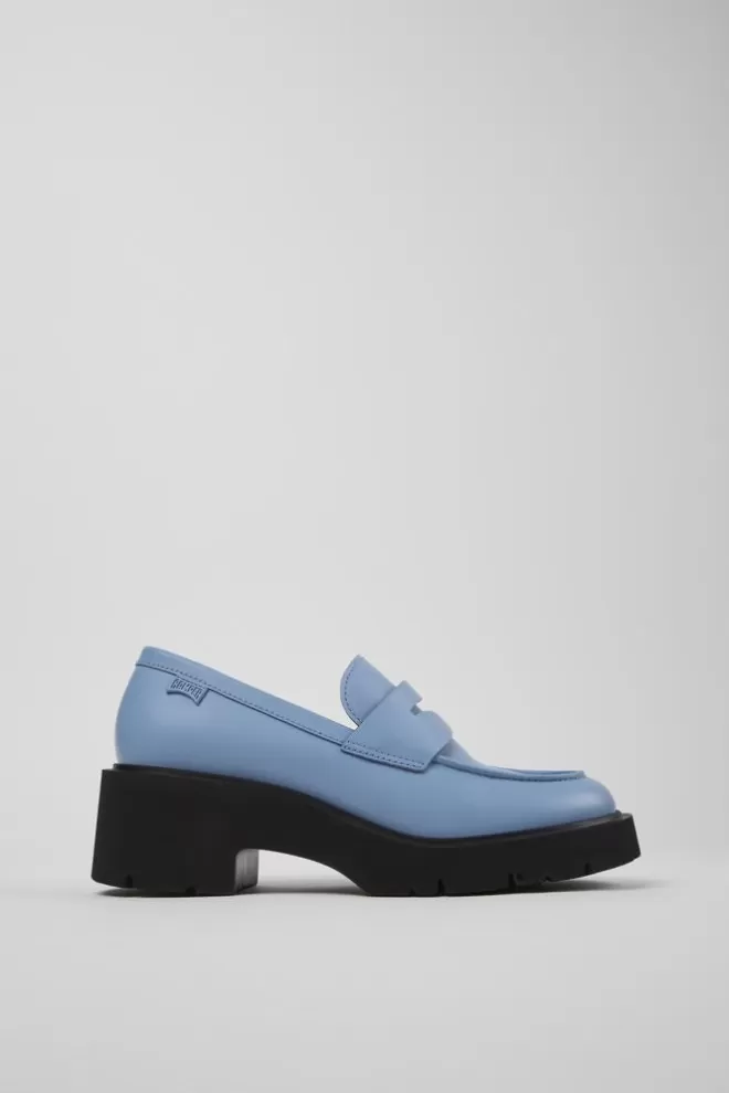 Zapatos De Vestir<Camper Mocasin De Piel Azul Para Mujer