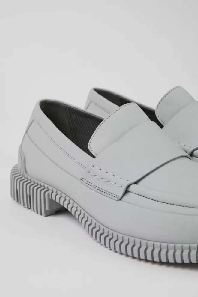 Zapatos De Vestir<Camper Mocasin De Piel Gris Para Mujer