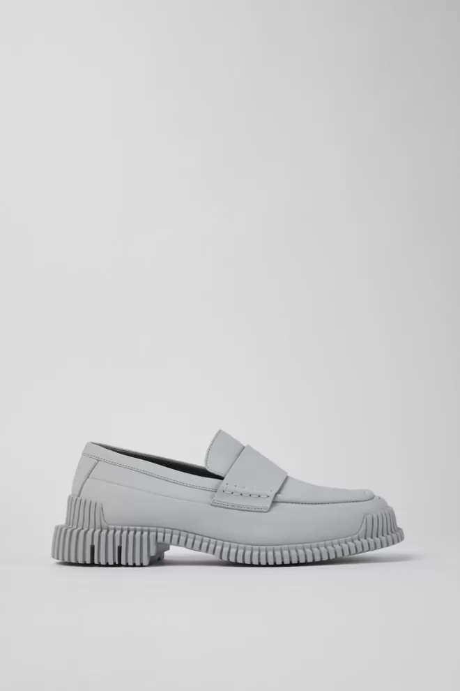 Zapatos De Vestir<Camper Mocasin De Piel Gris Para Mujer