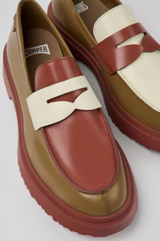 Zapatos De Vestir<Camper Mocasin De Piel Multicolor Para Hombre