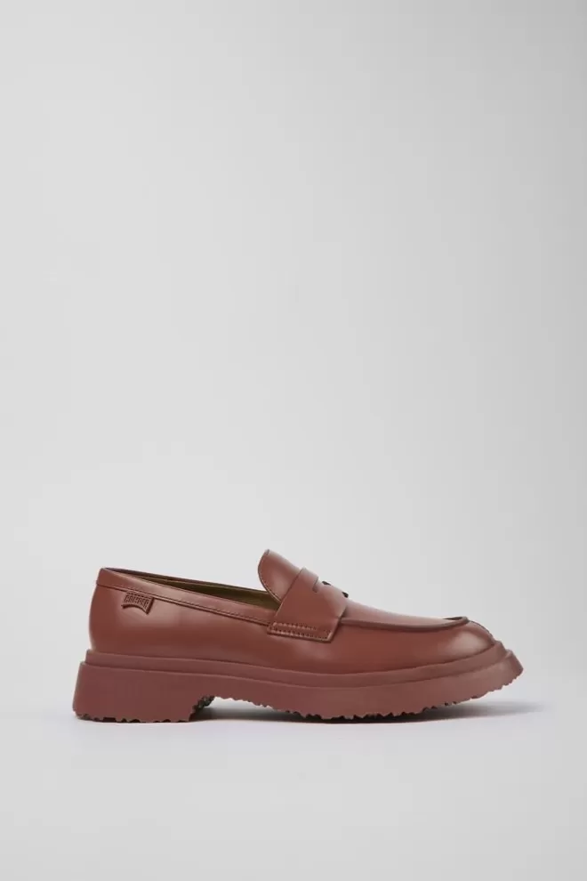 Zapatos De Vestir<Camper Mocasin De Piel Rojo Para Mujer