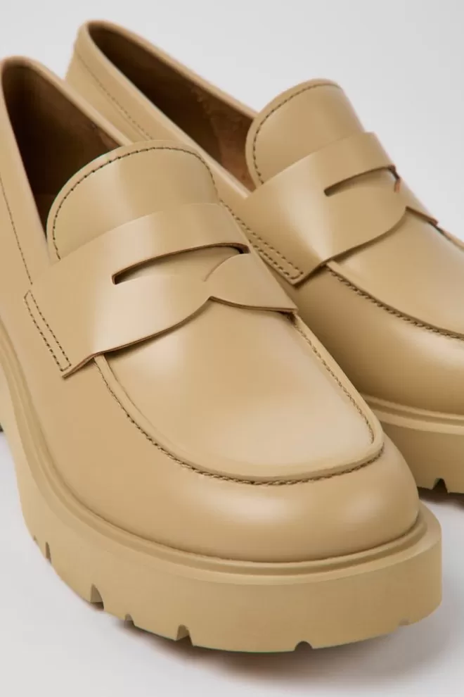 Zapatos De Vestir<Camper Mocasines Beiges De Piel Para Mujer