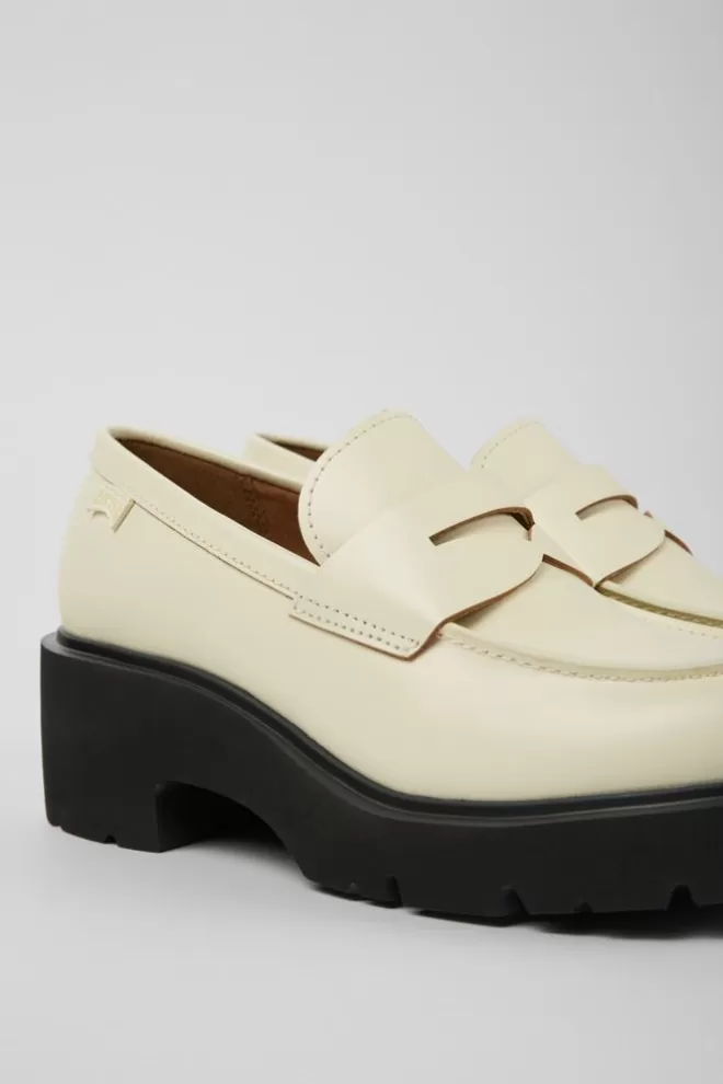 Zapatos De Vestir<Camper Mocasines Blancos De Piel Para Mujer