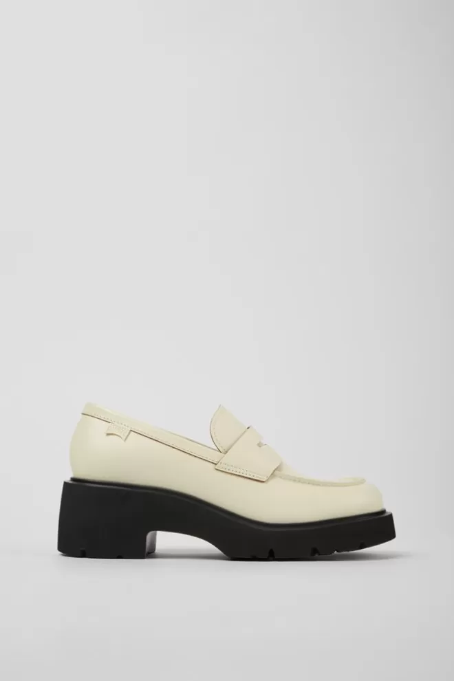 Zapatos De Vestir<Camper Mocasines Blancos De Piel Para Mujer