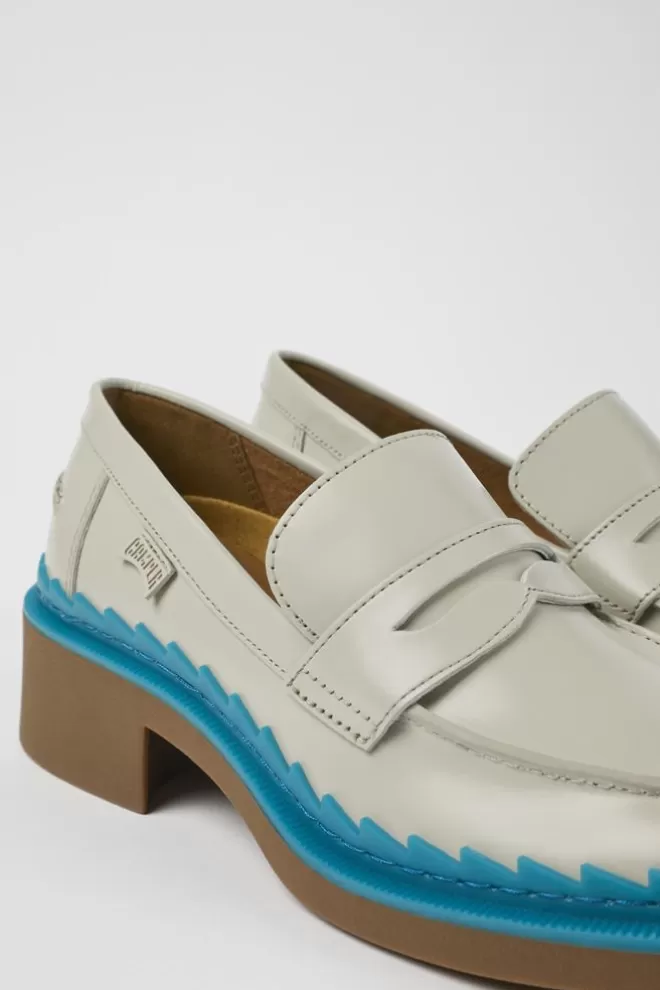 Zapatos De Vestir<Camper Mocasines Grises Y Azules De Piel Para Mujer