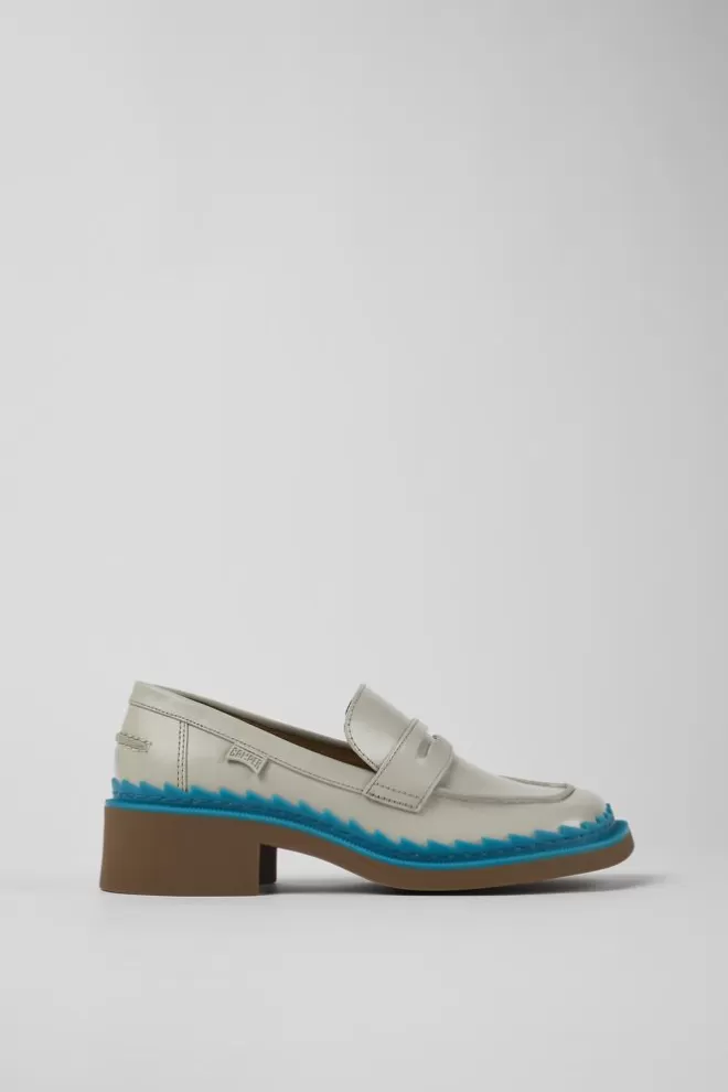 Zapatos De Vestir<Camper Mocasines Grises Y Azules De Piel Para Mujer