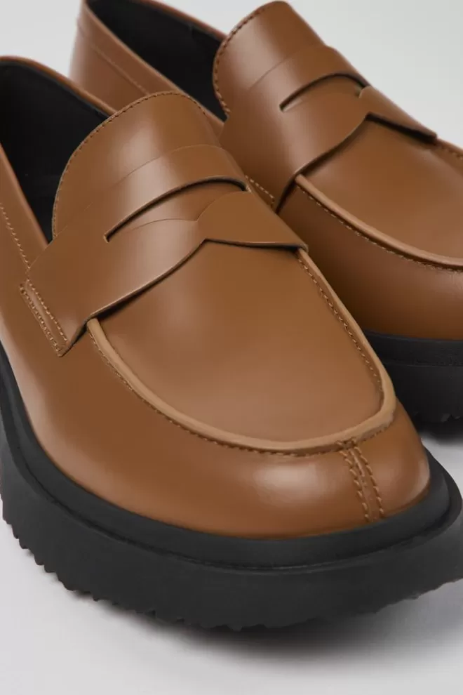 Zapatos De Vestir<Camper Mocasines Marrones De Piel Para Hombre