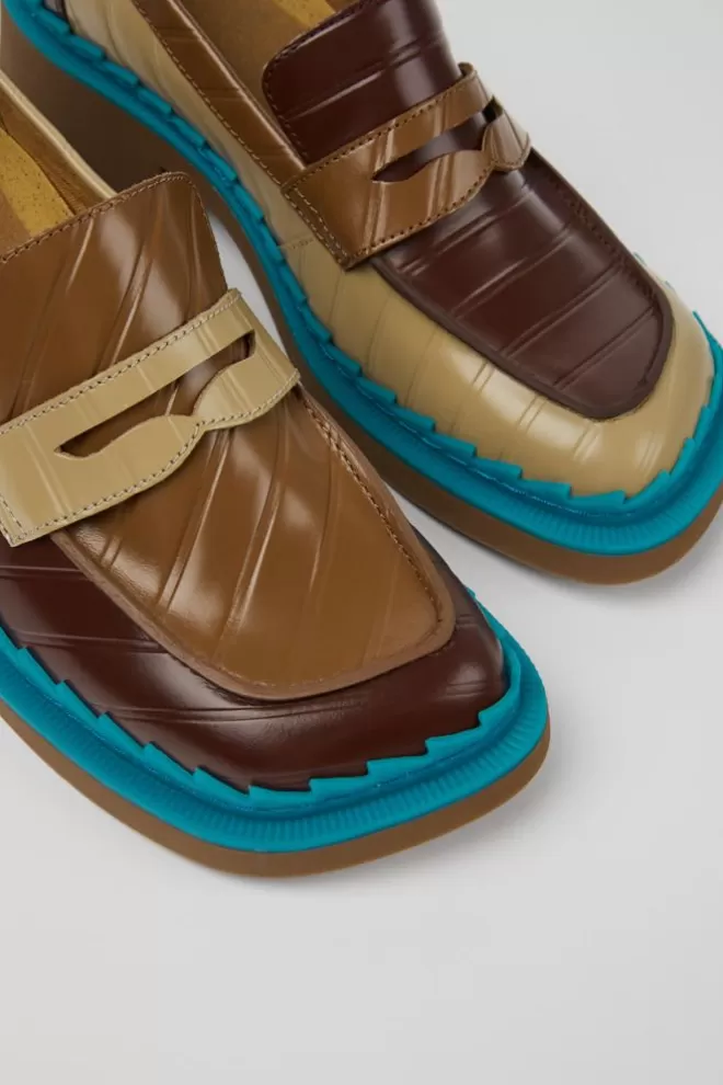 Zapatos De Vestir<Camper Mocasines Multicolores De Piel Para Mujer