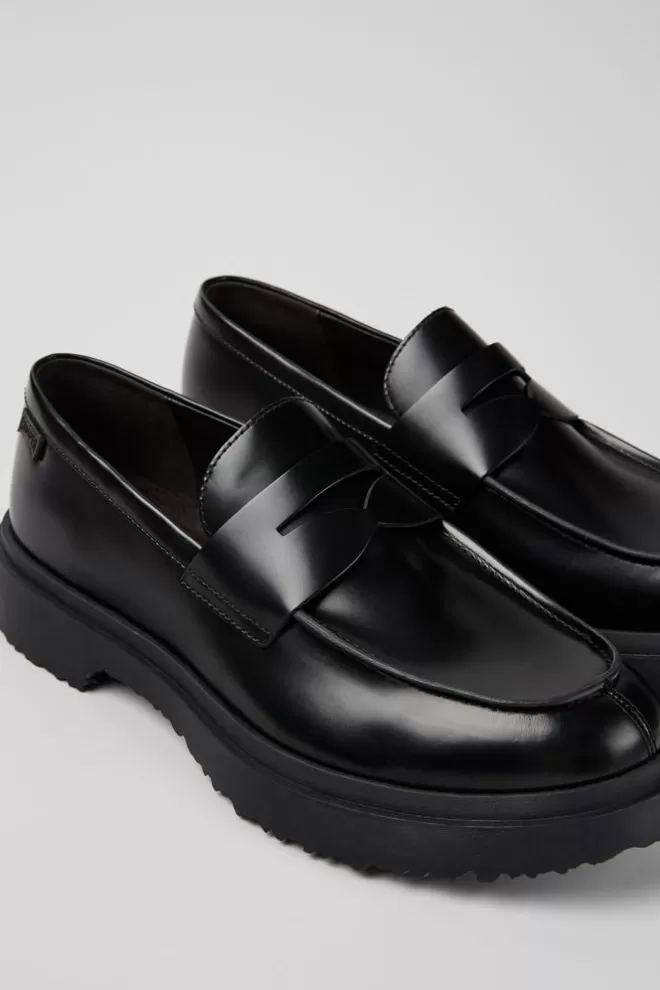 Zapatos De Vestir<Camper Mocasines Negros De Piel Para Hombre