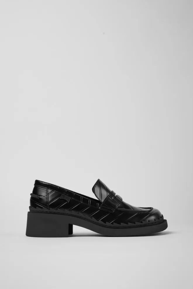 Zapatos De Vestir<Camper Mocasines Negros De Piel Para Mujer