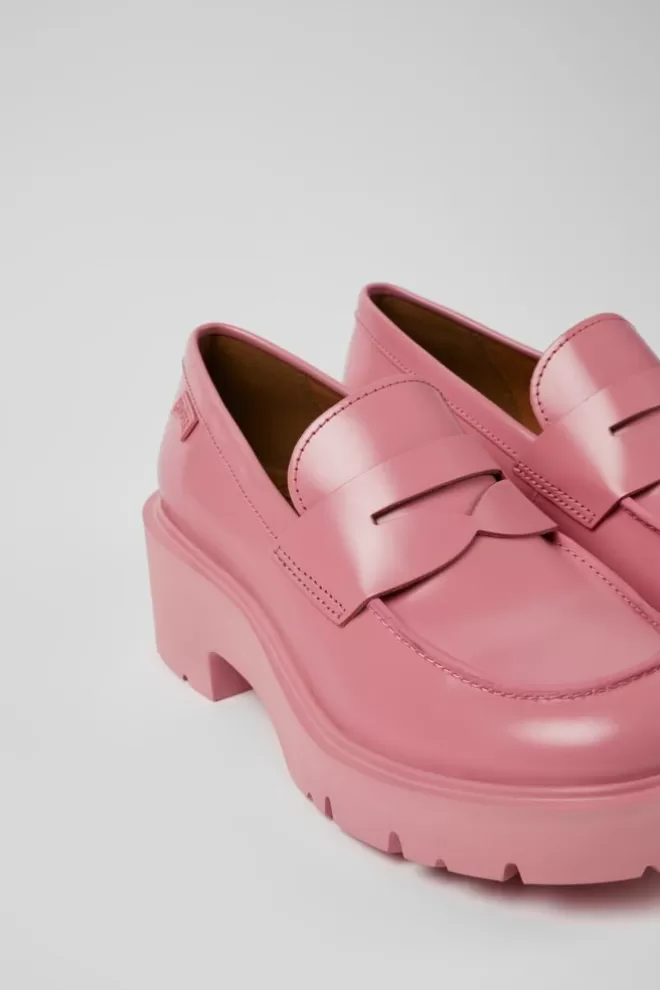 Zapatos De Vestir<Camper Mocasines Rosas De Piel Para Mujer