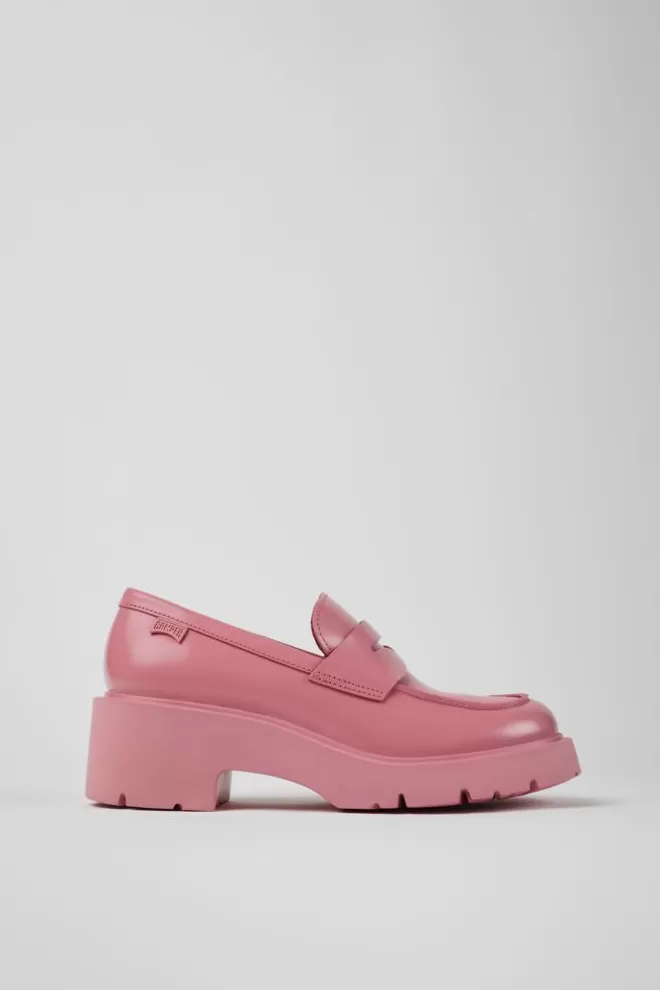 Zapatos De Vestir<Camper Mocasines Rosas De Piel Para Mujer