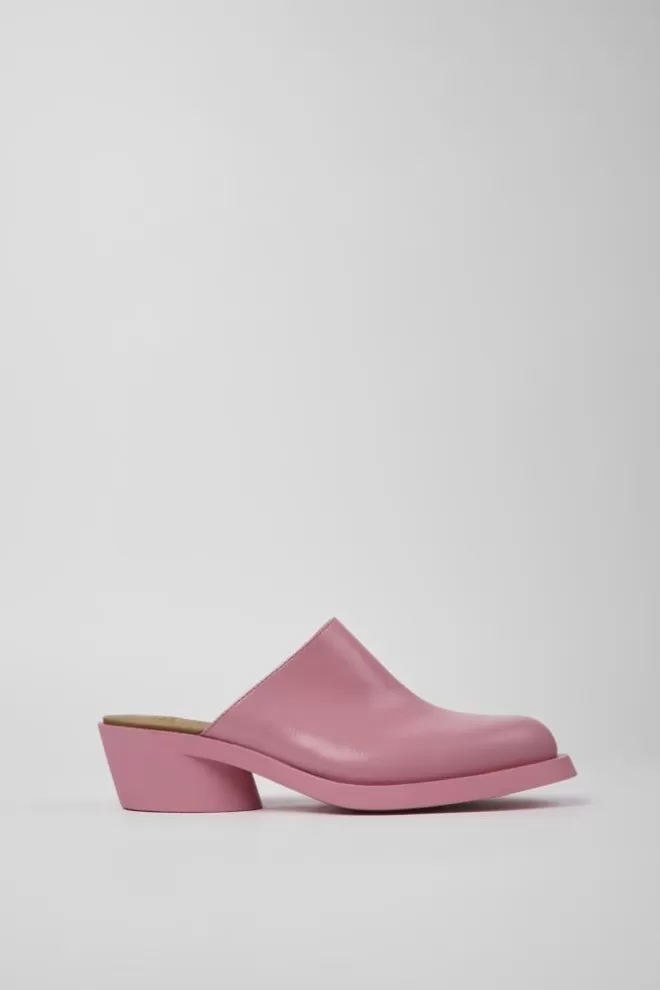 Zapatos De Tacon<Camper Mules Rosas De Piel Para Mujer