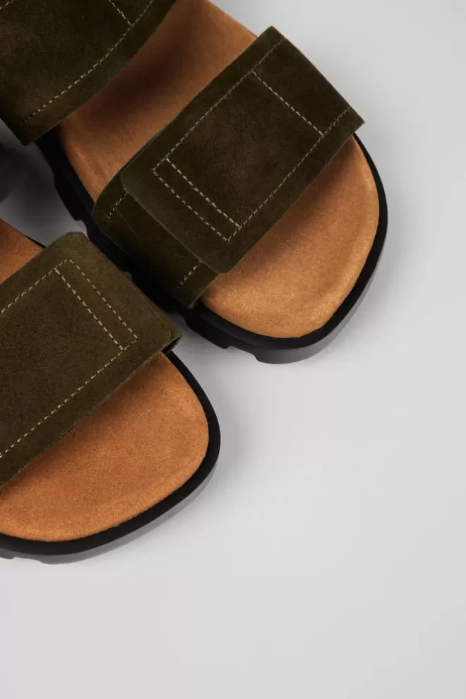 Sandalias<Camper Sandalia Con Dos Tiras De Nobuk Verdes Para Hombre