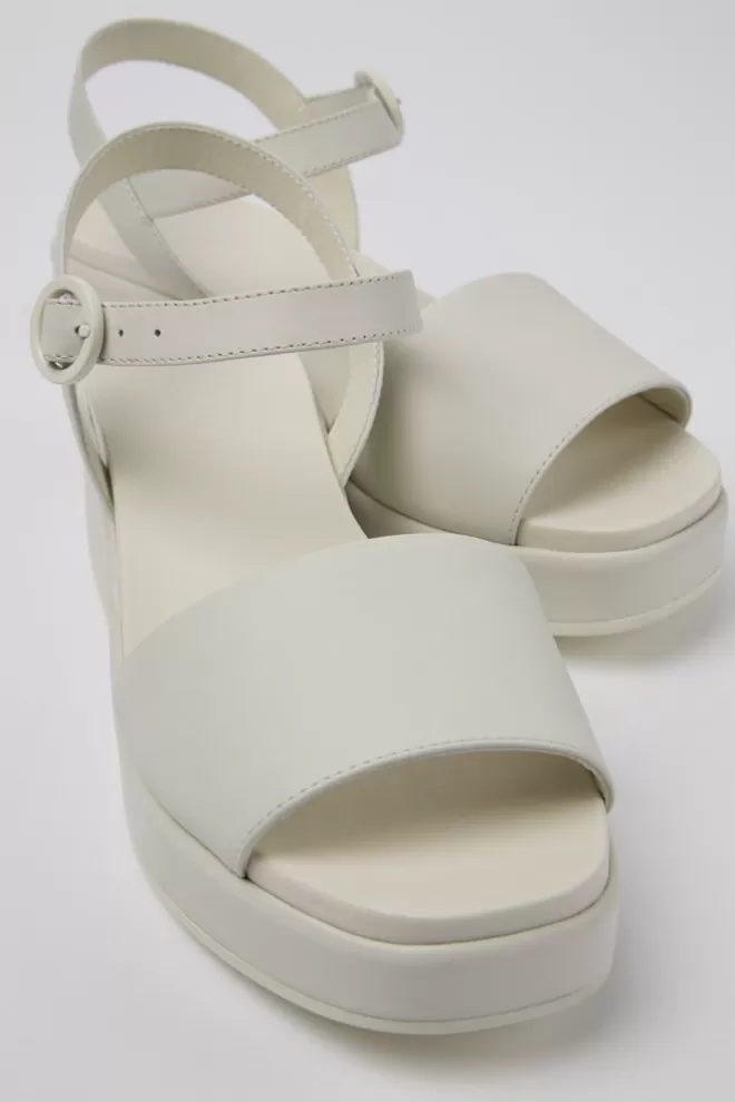 Sandalias<Camper Sandalia Con Dos Tiras De Piel Blanca Para Mujer