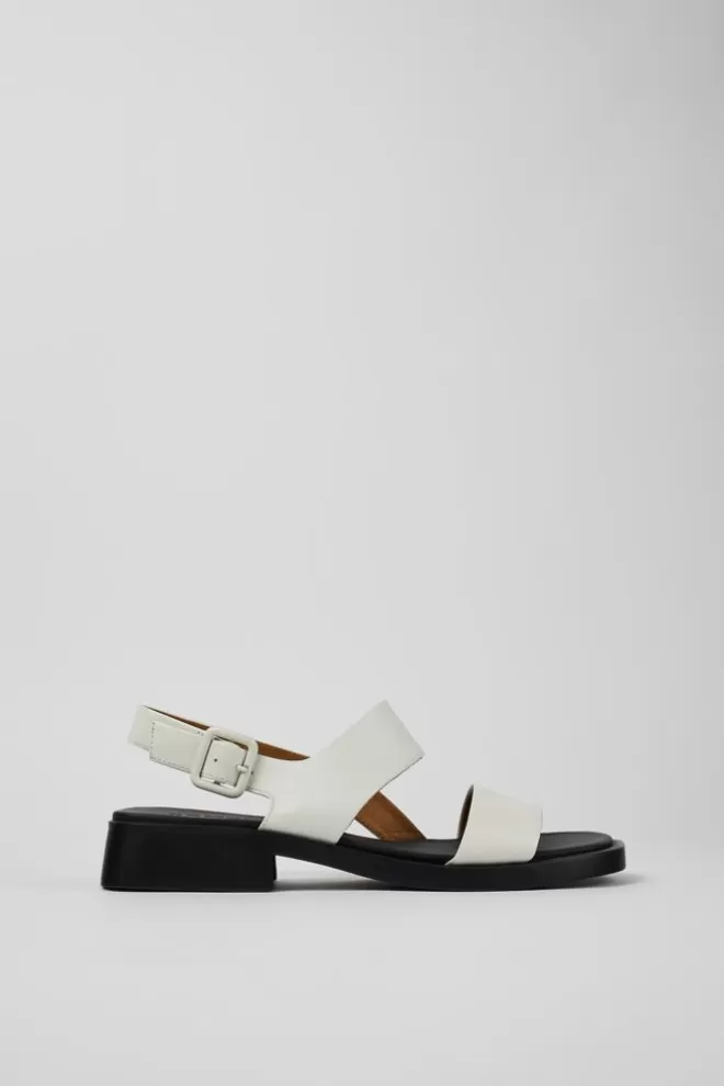 Sandalias<Camper Sandalia Con Dos Tiras De Piel Blanca Para Mujer